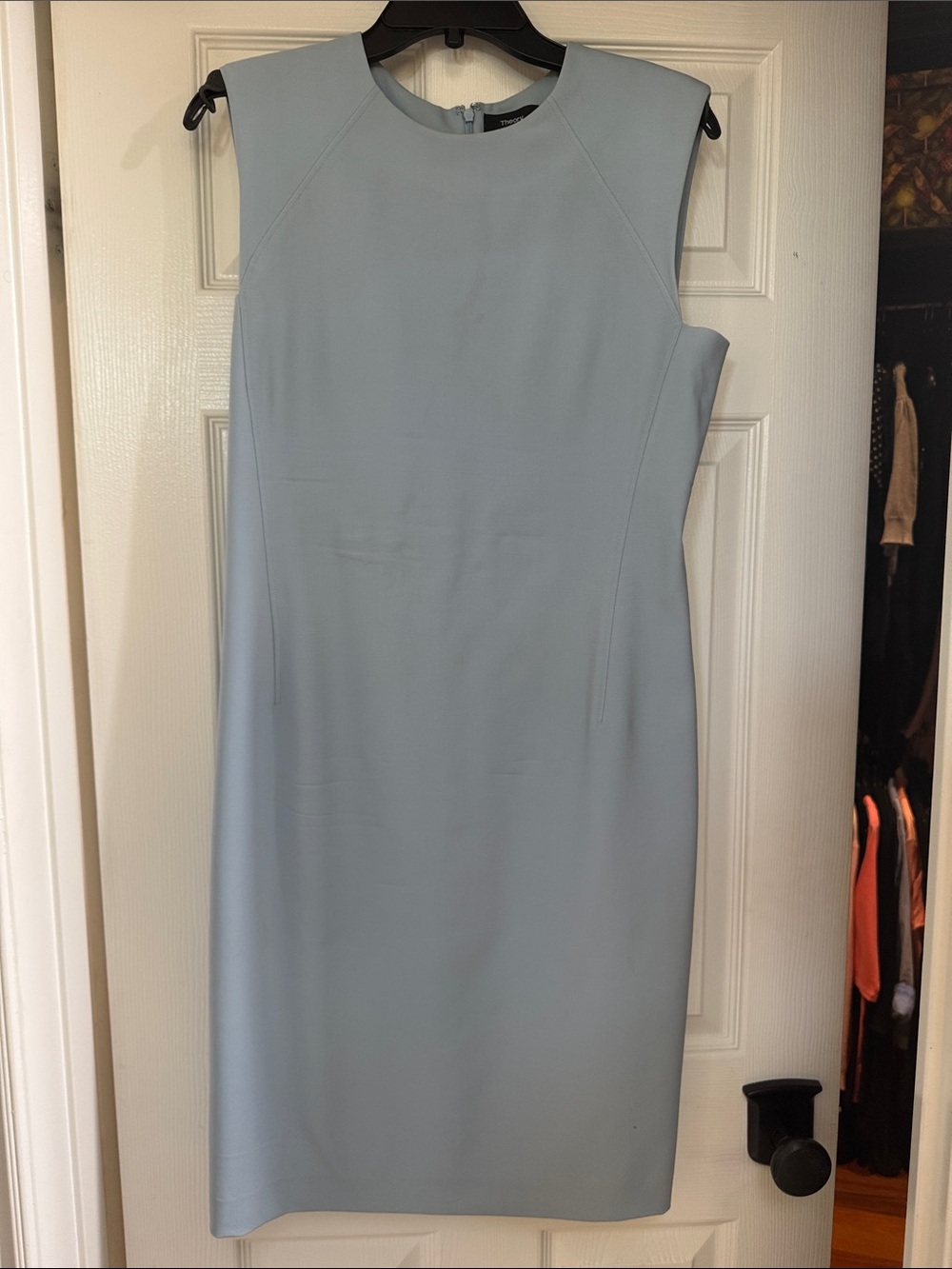 Theory Sleeveless Light Blue Midi Sheath Dress